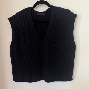 Navy Blue V-Neck Knit Sweater Vest